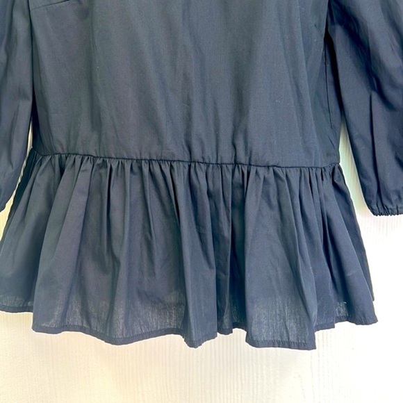 H&M - NWT Black Cotton Ruffle Open Tie Back Blouse Size XS - Picture 6 of 13